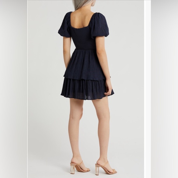 NWT Elegant Navy Blue Tiered Dress - Picture 2 of 15